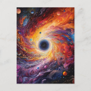 Farbenfrohe Planeten Weltraum Galaxie Hintergrund Postkarte
