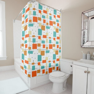 Farbenfrohe Plätze Schlösser Retro Mittelalter Mod Duschvorhang