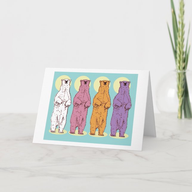 Farbenfrohe Polar Bears Grußkarte Karte (Vorderseite)