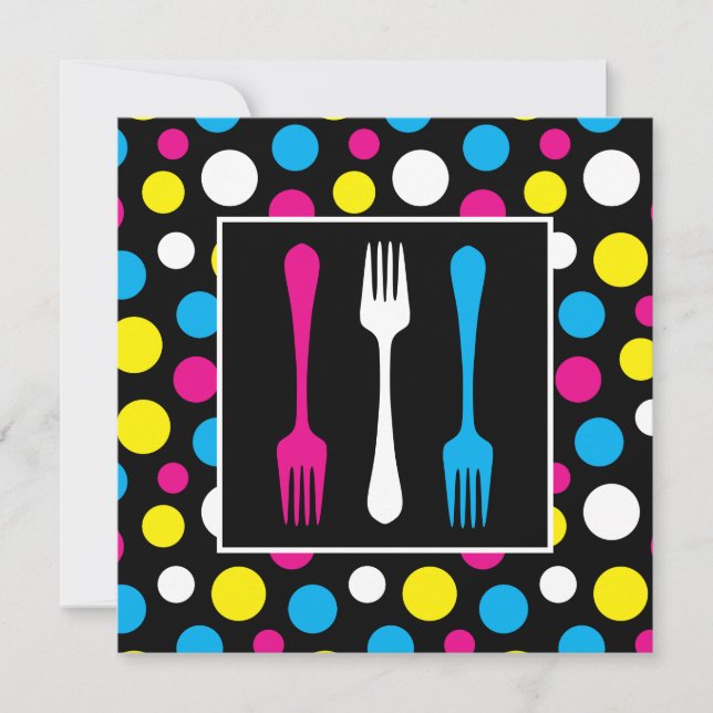 Farbenfrohe Polka Dot Birthday Dinner Party Einladung (Vorderseite)