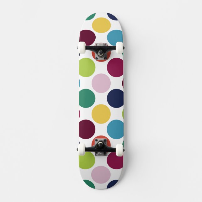Farbenfrohe Polka Dot Bubble Old School Skateboard (Vorderseite)