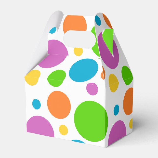 Farbenfrohe Polka-dot-Gefälligkeitsbox Geschenkschachtel (Vorderseite)