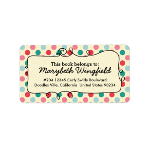 Farbenfrohe Polka Dot Gumballs Personalisierte Gir Adressaufkleber