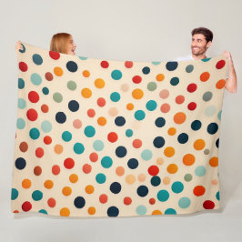 Farbenfrohe Polka Dot Nahtloses Muster auf Beige Fleecedecke