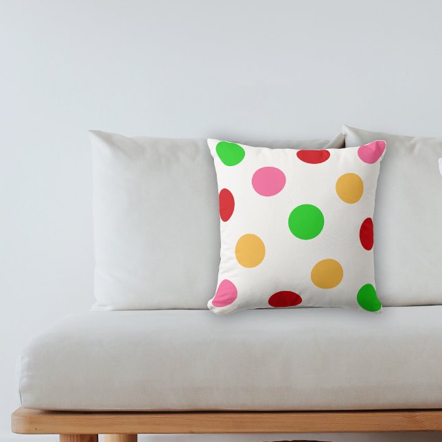 Farbenfrohe Polka Dot Pattern Kissen (Colorful Polka Dot Pattern Throw Pillow.  Large delightful polka dot design brightens up your life!)