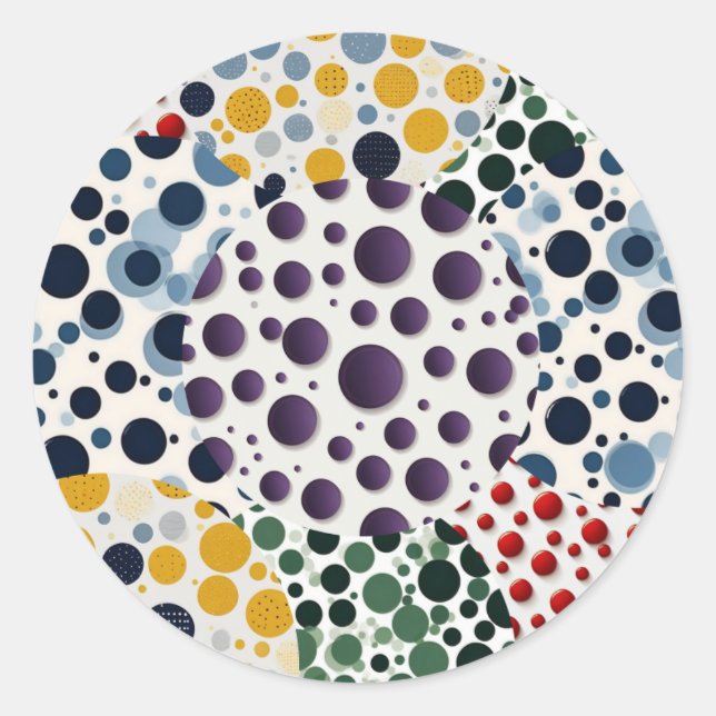 Farbenfrohe Polka Dot Quilt Muster Runder Aufkleber (Vorderseite)