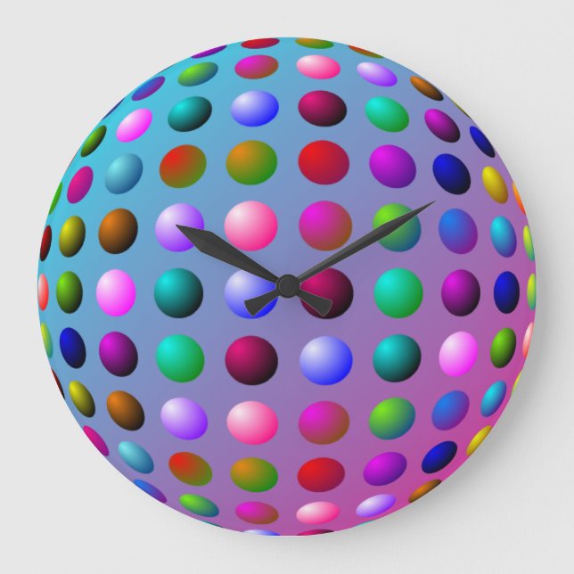 Farbenfrohe Polka Dot Wall Uhr (Vorderseite)