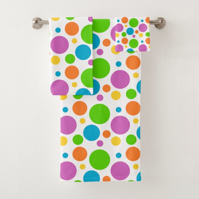 Farbenfrohe Polka Dots Badhandtuch Set (Insitu)