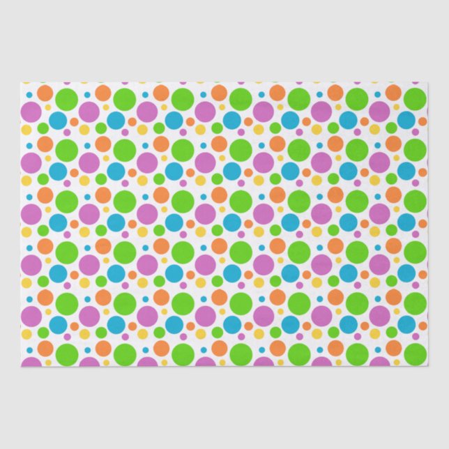 Farbenfrohe Polka Dots | Benutzerdefinierter Gebur Seidenpapier (Vorderseite)