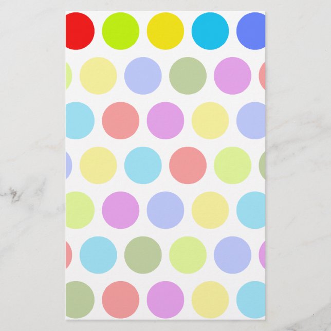 Farbenfrohe Polka Dots Briefpapier (Vorderseite)