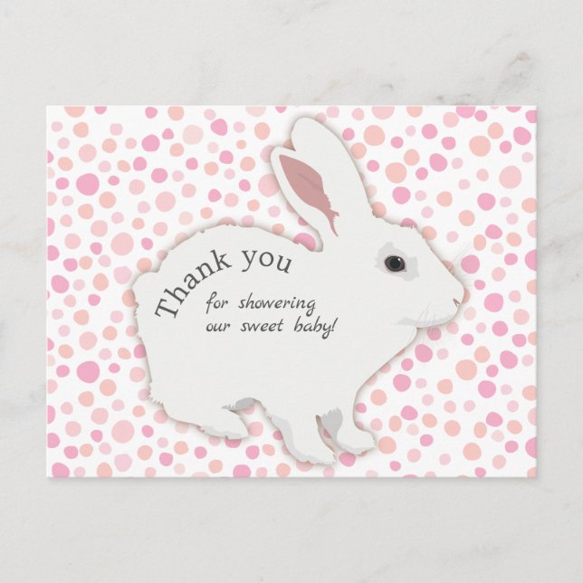 Farbenfrohe Polka Dots Bunny Baby Dusche Vielen Da Postkarte (Vorderseite)