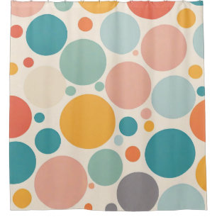 Farbenfrohe Polka Dots Duschvorhang