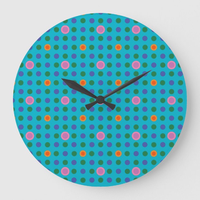 Farbenfrohe Polka Dots Fisch in der Seenuhr Große Wanduhr (Vorderseite)