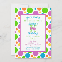 Farbenfrohe Polka Dots | Geburtstagspartei Einladung