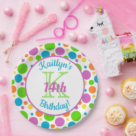 Farbenfrohe Polka Dots | Geburtstagspartei Pappteller