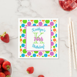 Farbenfrohe Polka Dots | Geburtstagspartei Serviette