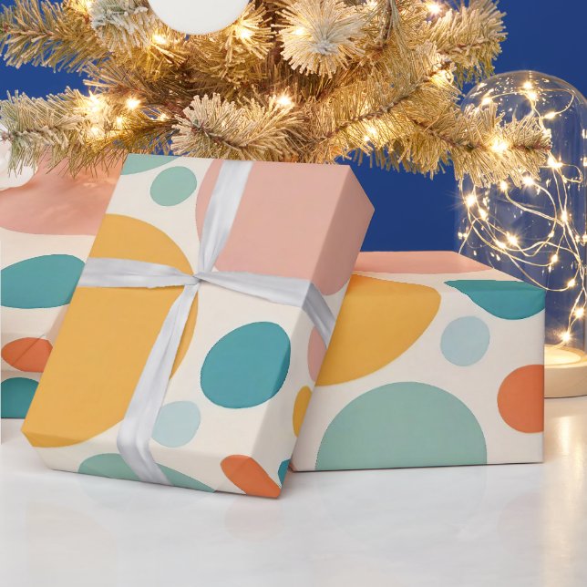 Farbenfrohe Polka Dots Geschenkpapier (Feiertage)