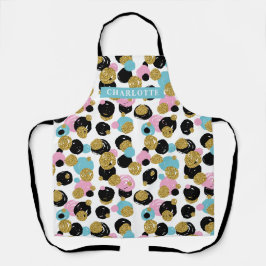 Farbenfrohe Polka Dots Gold Glitzer Individuelle N Schürze