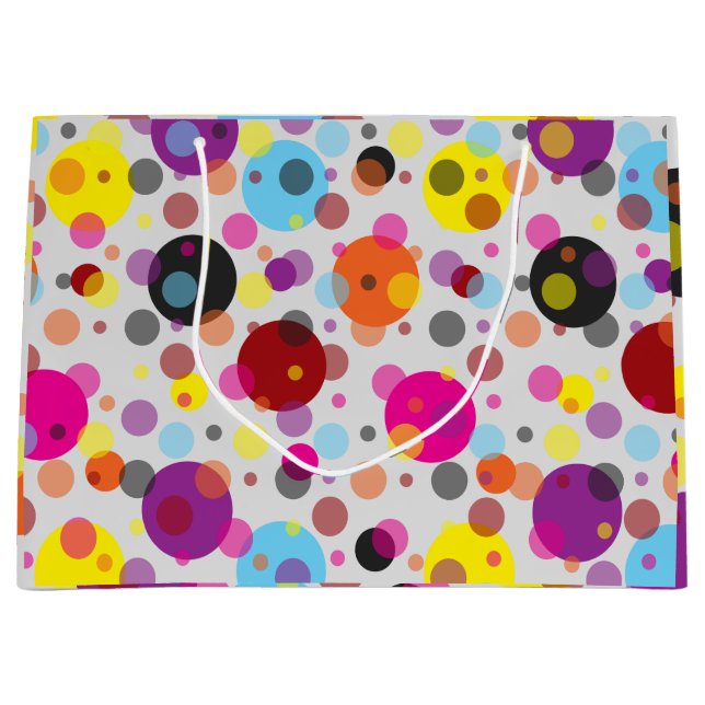 Farbenfrohe Polka Dots Große Geschenktüte (Vorderseite)