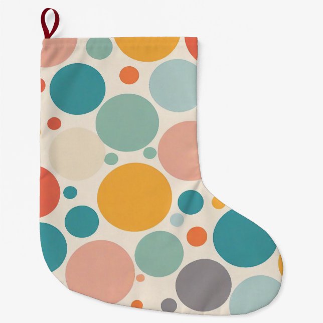 Farbenfrohe Polka Dots Großer Weihnachtsstrumpf (Vorderseite)