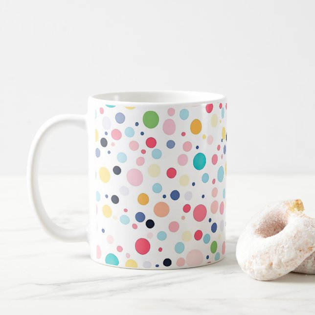 Farbenfrohe Polka Dots Kaffee Tasse (Mit Donut)