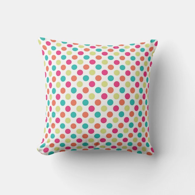 Farbenfrohe Polka Dots Kissen (Vorderseite)