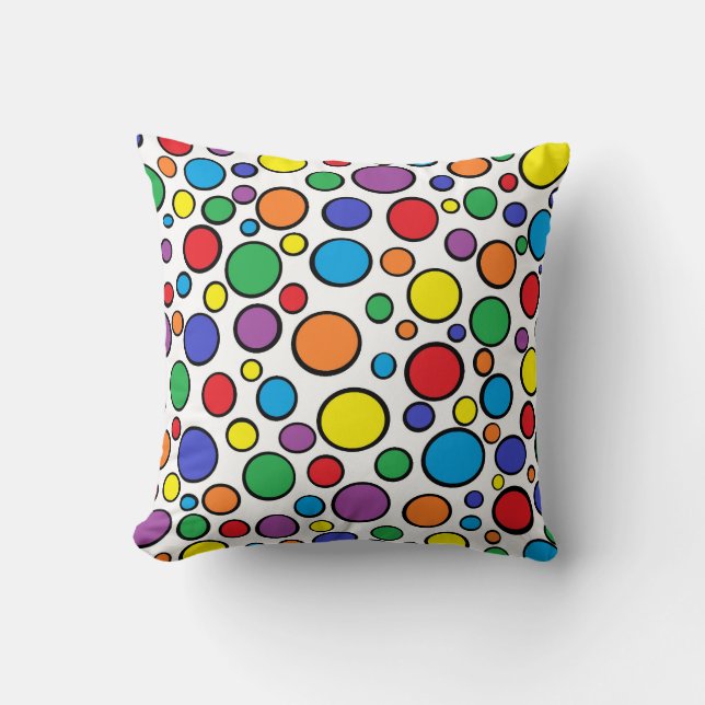 Farbenfrohe Polka Dots Kissen (Vorderseite)