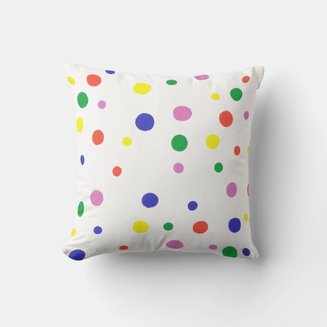 Farbenfrohe Polka Dots Kissen (Vorderseite)