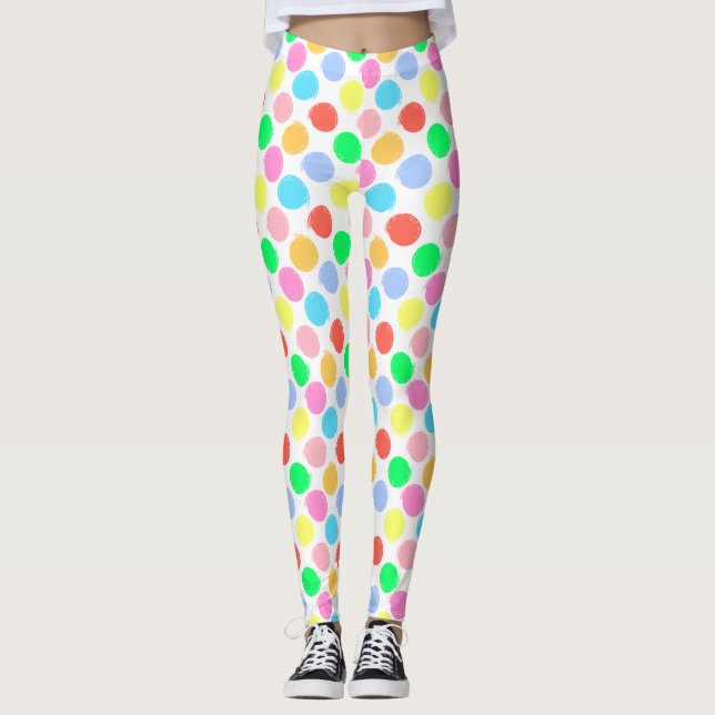 Farbenfrohe Polka Dots Leggings (Vorderseite)
