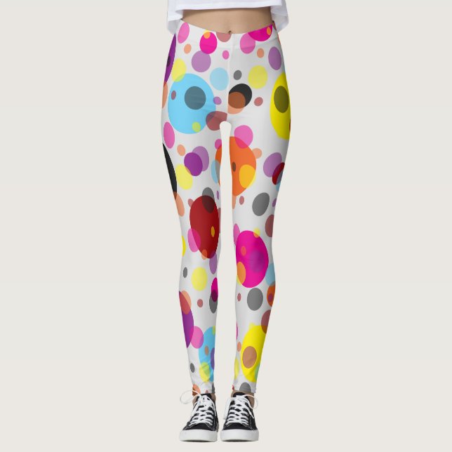 Farbenfrohe Polka Dots Leggings (Vorderseite)