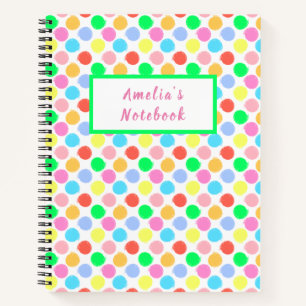 Farbenfrohe Polka Dots Notizbuch