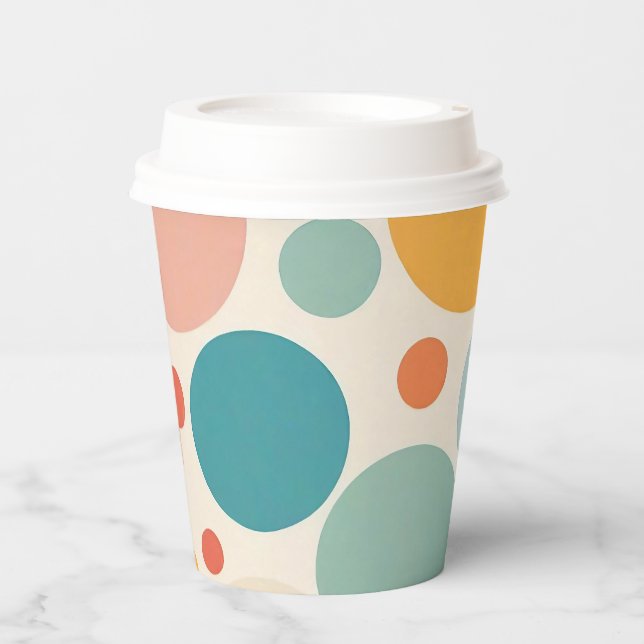 Farbenfrohe Polka Dots Pappbecher (Vorderseite)