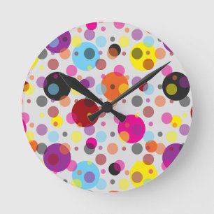 Farbenfrohe Polka Dots Runde Wanduhr