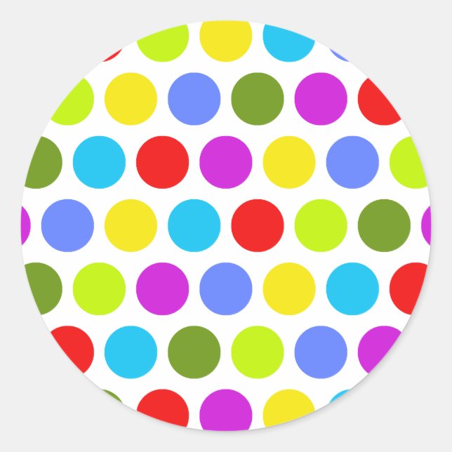 Farbenfrohe Polka Dots Runder Aufkleber (Vorderseite)