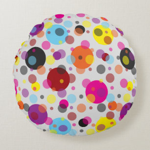 Farbenfrohe Polka Dots Rundes Kissen