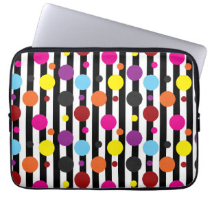 Farbenfrohe Polka Dots Schwarz-weiße Streifen Desi Laptopschutzhülle
