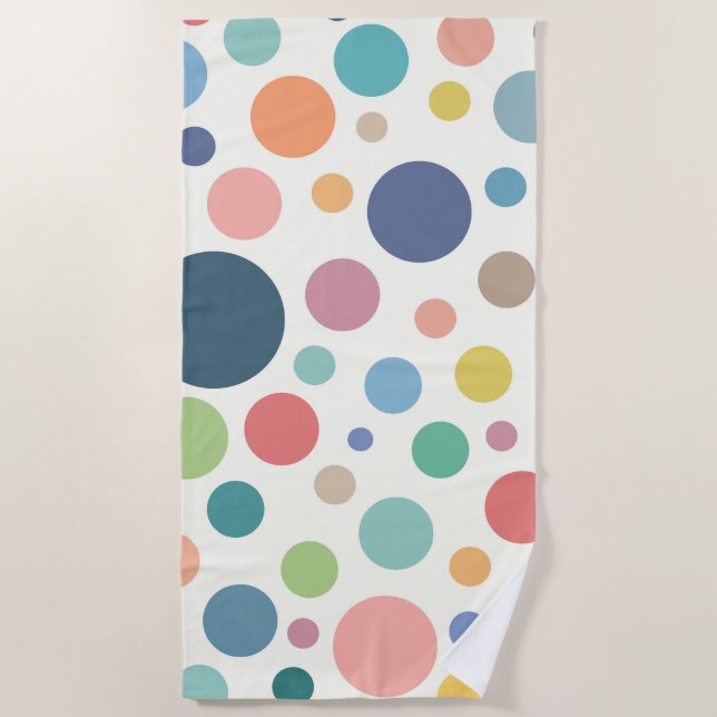 Farbenfrohe Polka Dots Strandtuch (Vorderseite)