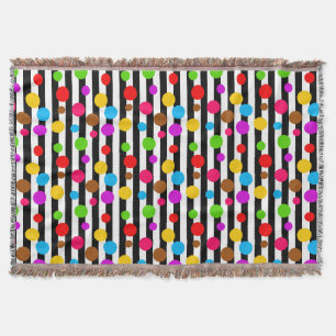 Farbenfrohe Polka Dots Streifen Decke