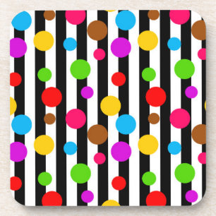 Farbenfrohe Polka Dots Streifen Getränkeuntersetzer