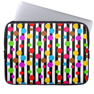 Farbenfrohe Polka Dots Streifen Laptopschutzhülle