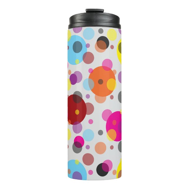 Farbenfrohe Polka Dots Thermosbecher (Vorderseite)