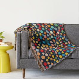 Farbenfrohe Polka Punkte auf dunklem Hintergrund Decke