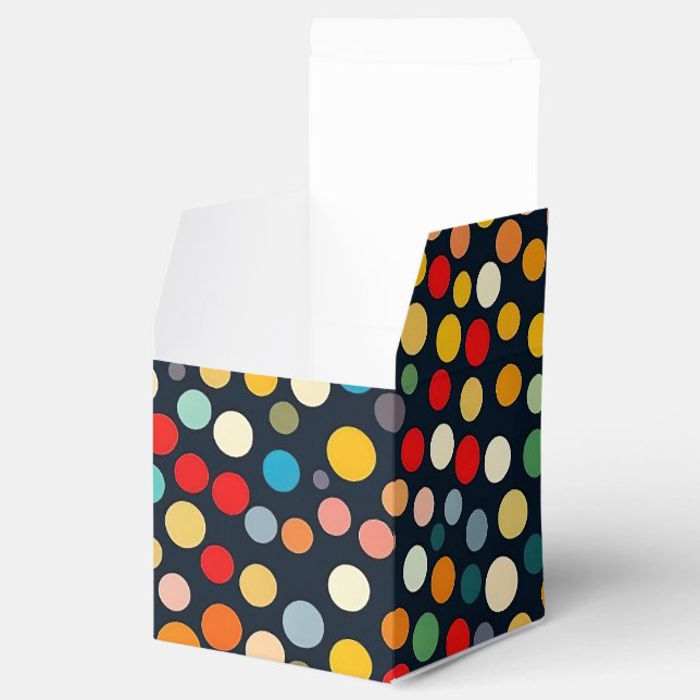 Farbenfrohe Polka Punkte auf dunklem Hintergrund Geschenkschachtel (Geöffnet)