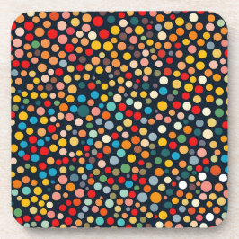 Farbenfrohe Polka Punkte auf dunklem Hintergrund Getränkeuntersetzer
