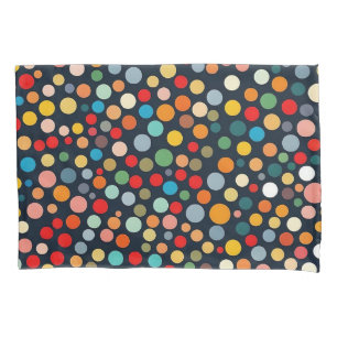 Farbenfrohe Polka Punkte auf dunklem Hintergrund Kissenbezug