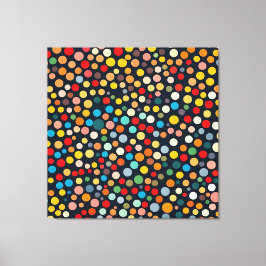Farbenfrohe Polka Punkte auf dunklem Hintergrund Leinwanddruck