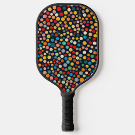 Farbenfrohe Polka Punkte auf dunklem Hintergrund Pickleball Schläger