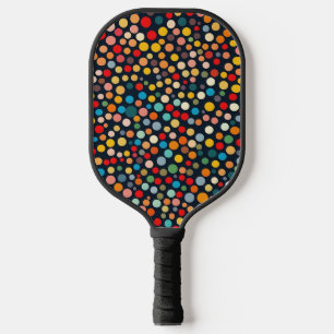 Farbenfrohe Polka Punkte auf dunklem Hintergrund Pickleball Schläger