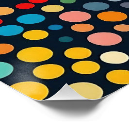 Farbenfrohe Polka Punkte auf dunklem Hintergrund Poster