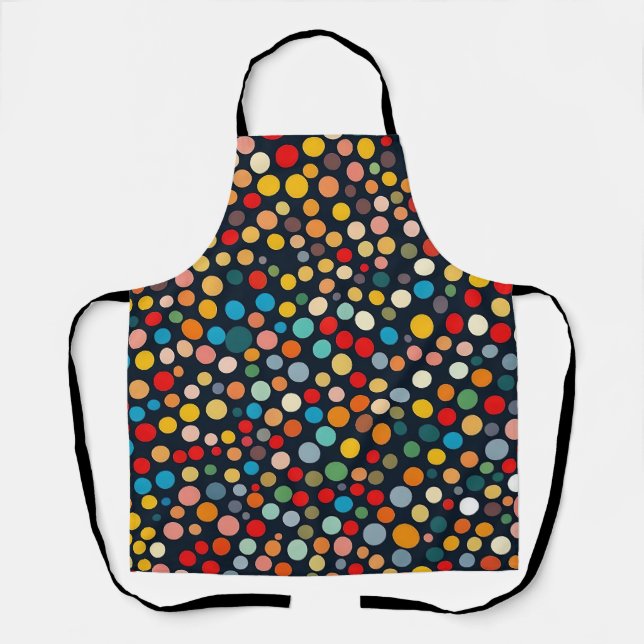 Farbenfrohe Polka Punkte auf dunklem Hintergrund Schürze (Vorderseite)